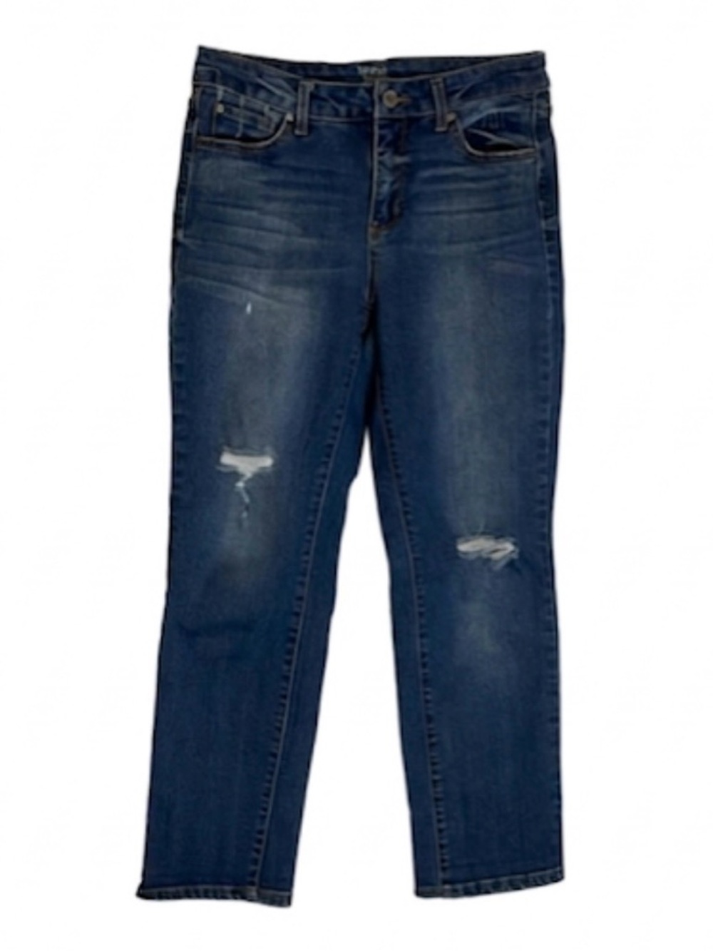 TIME and TRU Distressed Straight Denim Jeans, Women’s 8, Blue